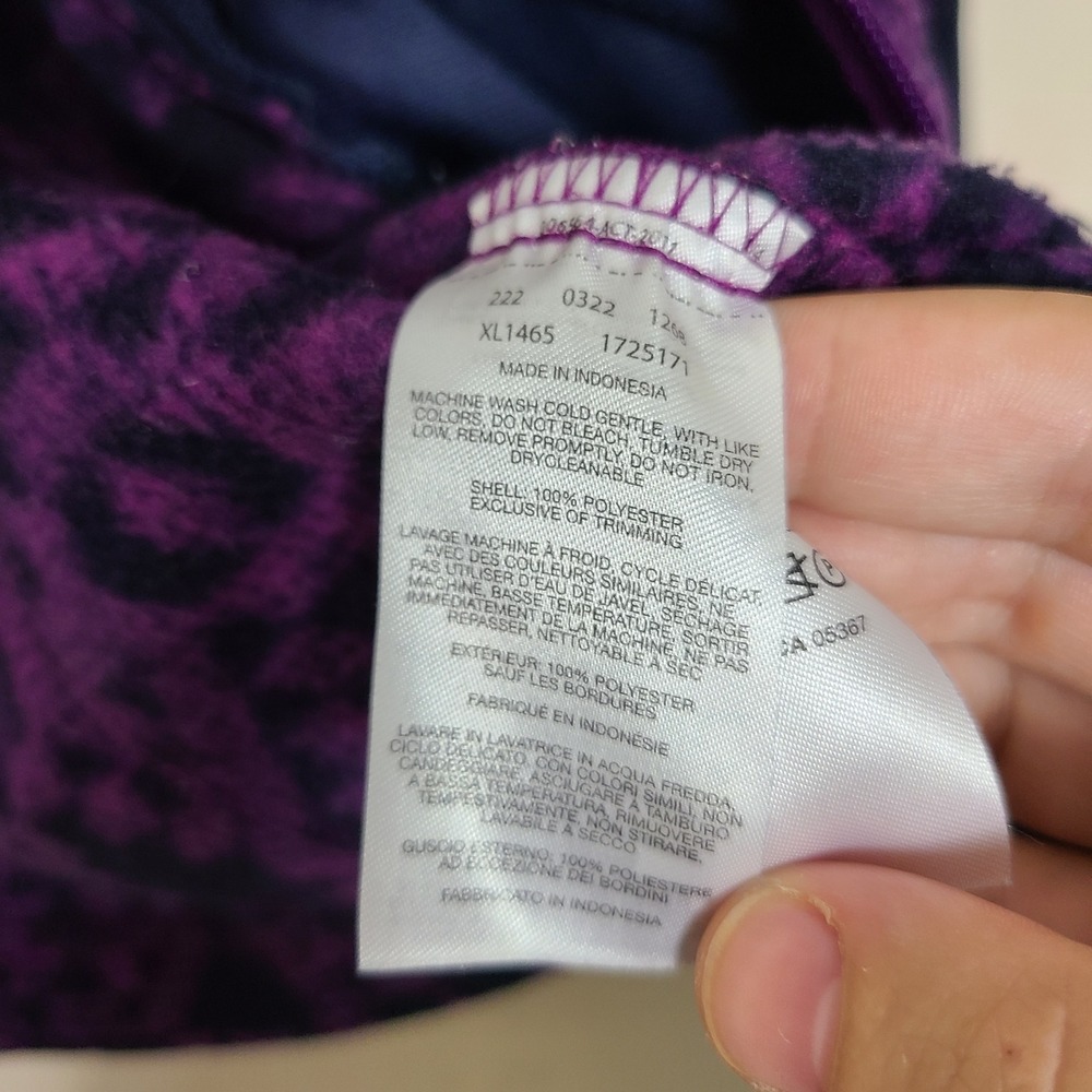 Columbia Purple Black Geometric Fleece S Full‎ Zip Jacket Granola Girl Winter - Picture 9 of 11